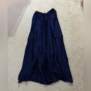 Navy Satin Maxi Skirt - Comfortable Flowing Silhouette